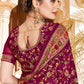 Classic Georgette Wine Embroidered Saree