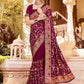 Classic Georgette Wine Embroidered Saree