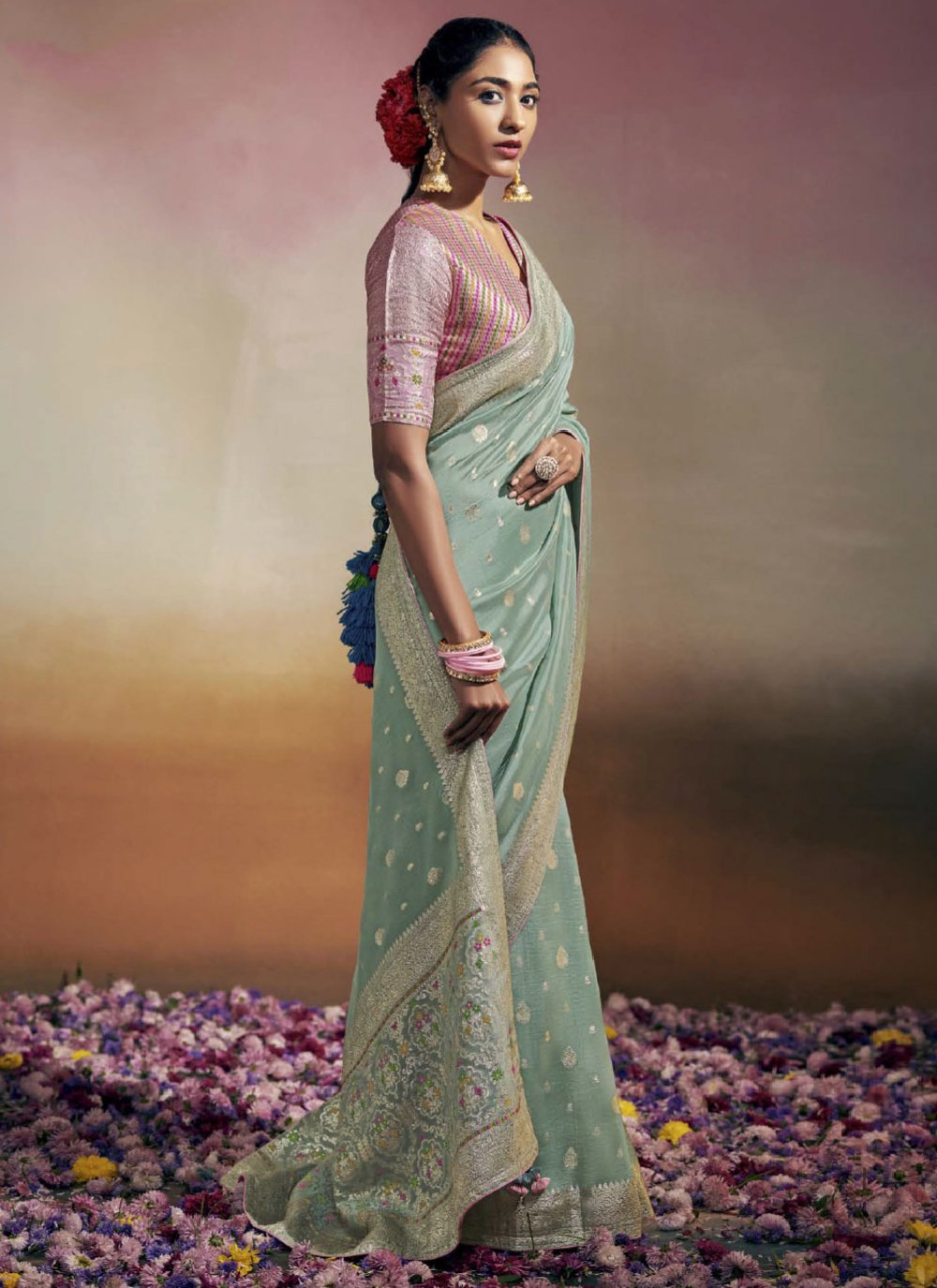 Trendy Saree Viscose Sea Green Embroidered Saree