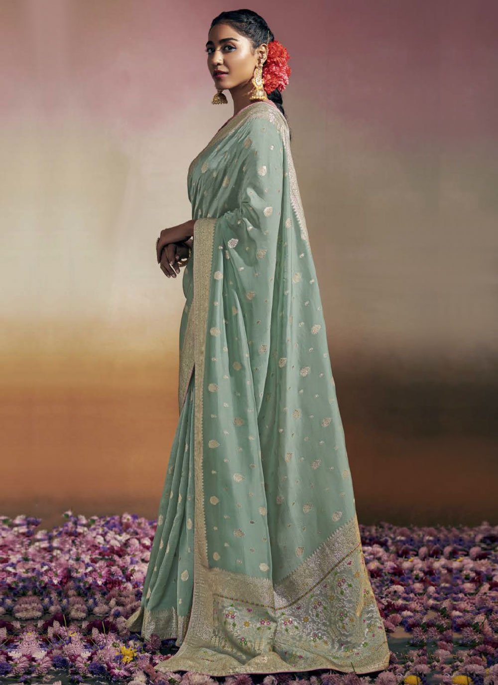 Trendy Saree Viscose Sea Green Embroidered Saree