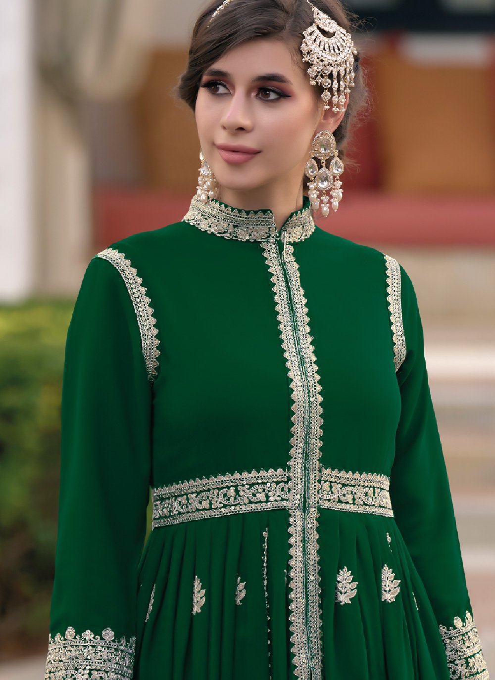 Salwar Suit Georgette Green Embroidered Salwar Kameez