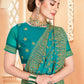 Classic Georgette Turquoise Embroidered Saree