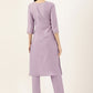 Party Wear Kurti Cotton Polyester Lavender Embroidered Kurtis