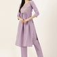 Party Wear Kurti Cotton Polyester Lavender Embroidered Kurtis