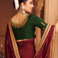 Classic Chiffon Satin Maroon Embroidered Saree