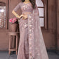 Contemporary Net Mauve Embroidered Saree