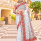 Classic Net White Embroidered Saree