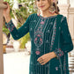 Pant Style Suit Georgette Teal Embroidered Salwar Kameez