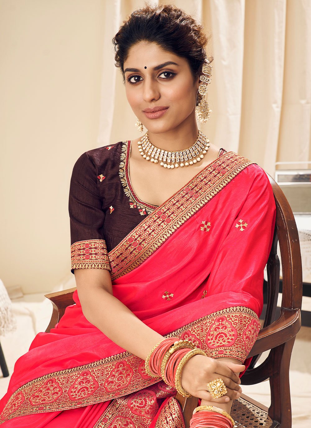 Classic Silk Pink Embroidered Saree