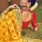 Classic Pure Georgette Viscose Yellow Embroidered Saree