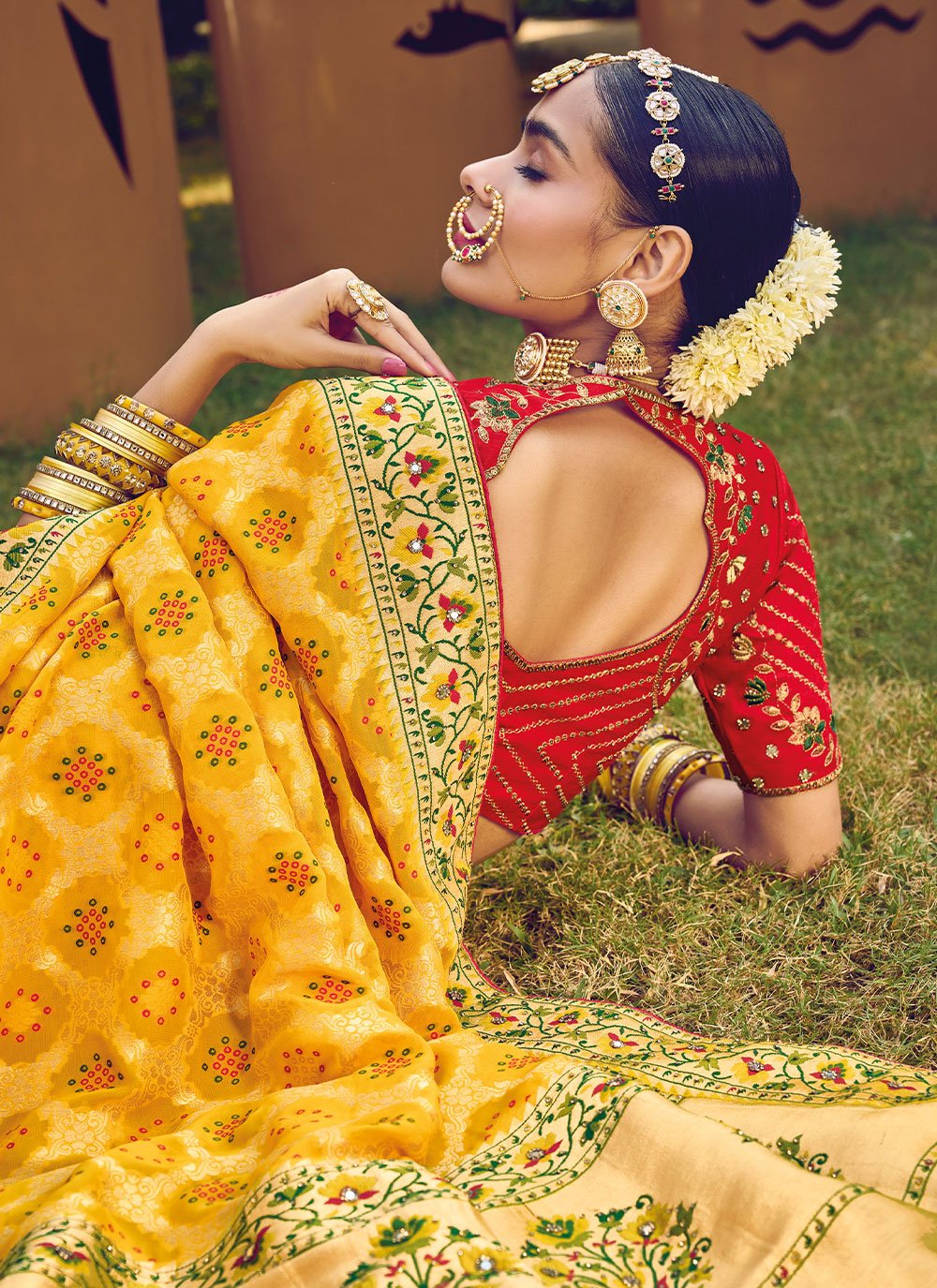 Classic Pure Georgette Viscose Yellow Embroidered Saree