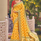 Classic Pure Georgette Viscose Yellow Embroidered Saree