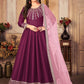Anarkali Suit Art Silk Purple Embroidered Salwar Kameez