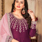 Anarkali Suit Art Silk Purple Embroidered Salwar Kameez