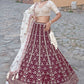 A Line Lehenga Pure Georgette Maroon Embroidered Lehenga Choli