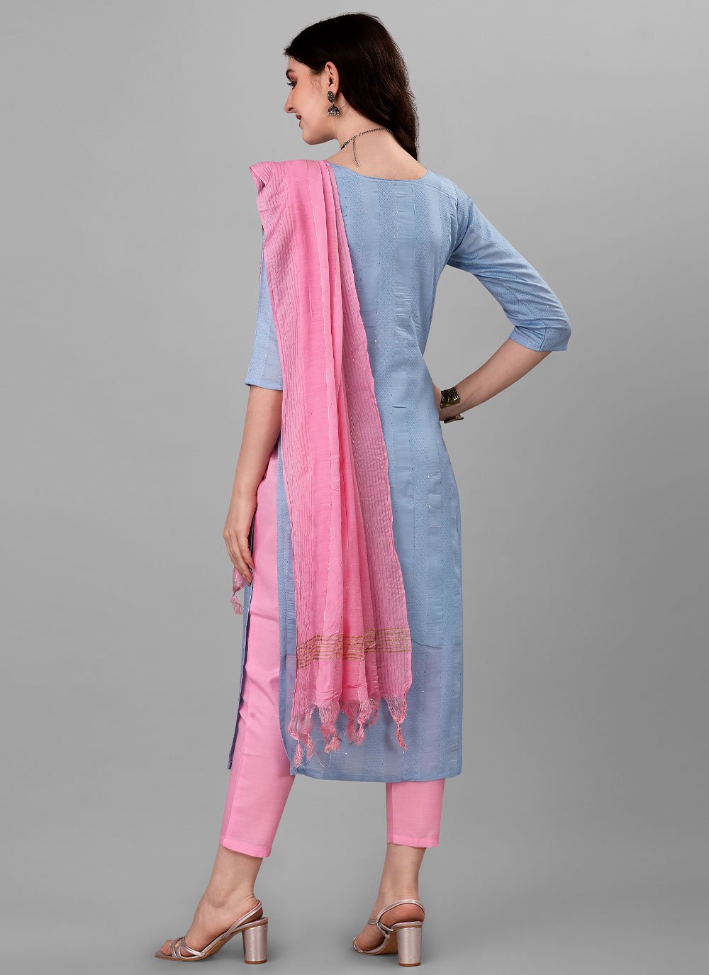 Salwar Suit Handloom Cotton Grey Embroidered Salwar Kameez