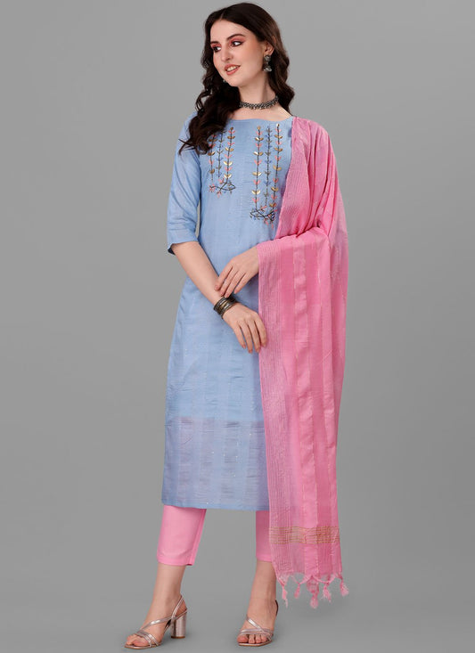 Salwar Suit Handloom Cotton Grey Embroidered Salwar Kameez