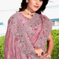 Classic Crepe Silk Pink Embroidered Saree