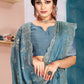 Classic Organza Silk Blue Diamond Saree