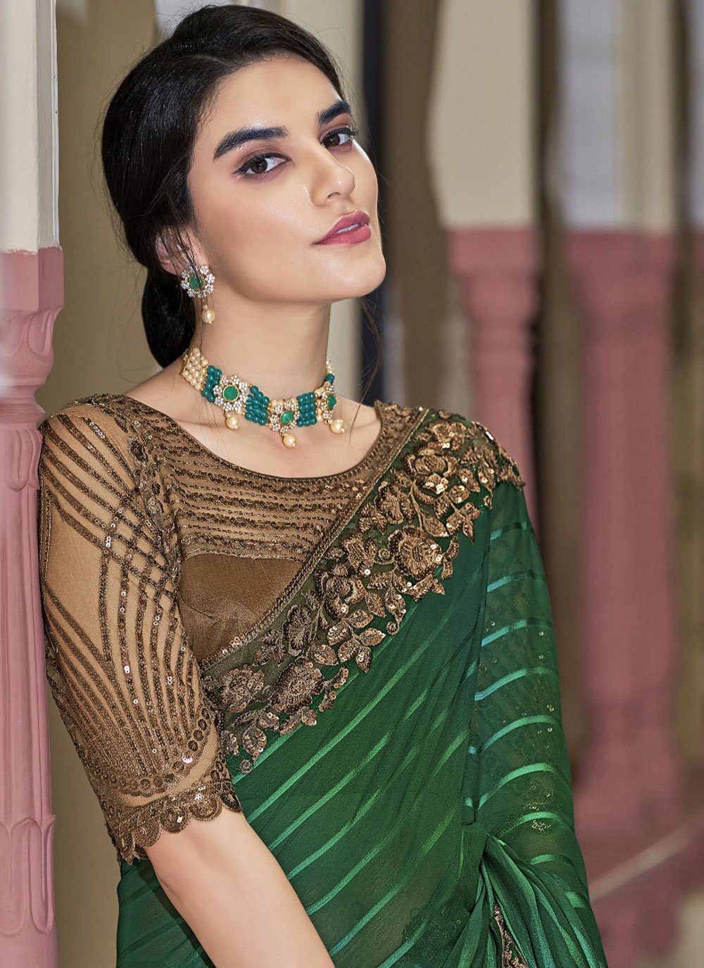 Classic Silk Green Embroidered Saree