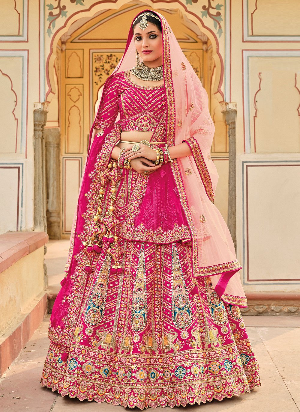 Lehenga Choli Silk Pink Embroidered Lehenga Choli