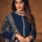 Trendy Suit Georgette Blue Crystals Salwar Kameez