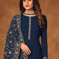 Trendy Suit Georgette Blue Crystals Salwar Kameez