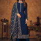 Trendy Suit Georgette Blue Crystals Salwar Kameez