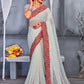 Trendy Saree Georgette Off White Embroidered Saree