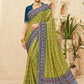 Designer Chinon Green Bandhej Saree