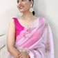 Classic Organza Pink Digital Print Saree