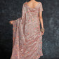 Designer Organza Pink Embroidered Saree