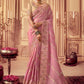 Trendy Saree Chinon Georgette Pink Embroidered Saree
