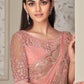 Classic Shimmer Georgette Pink Embroidered Saree