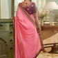 Trendy Saree Vichitra Silk Pink Embroidered Saree