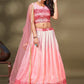 A Line Lehenga Chiffon Pink Fancy Work Lehenga Choli