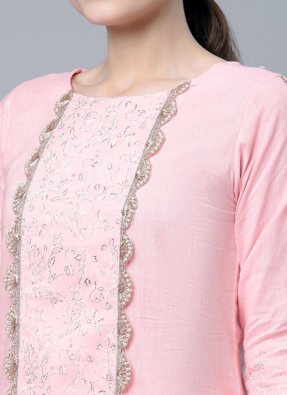 Designer Kurti Cotton Pink Print Kurtis