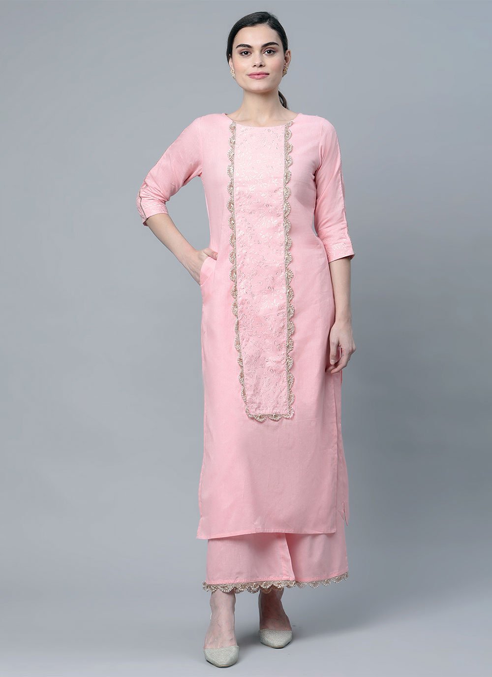 Designer Kurti Cotton Pink Print Kurtis