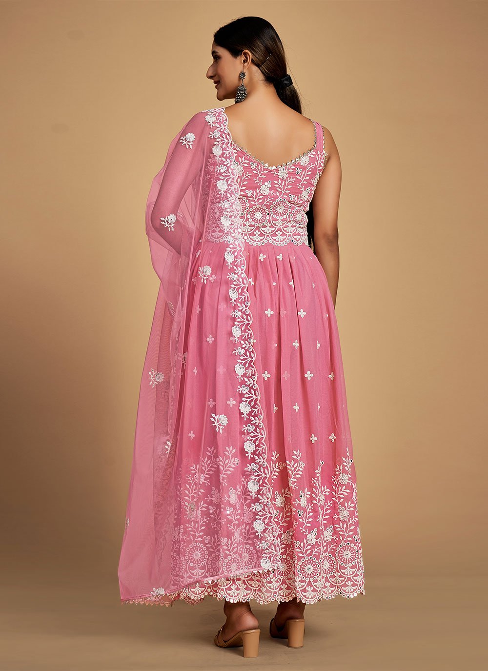 Anarkali Suit Georgette Pink Sequins Salwar Kameez