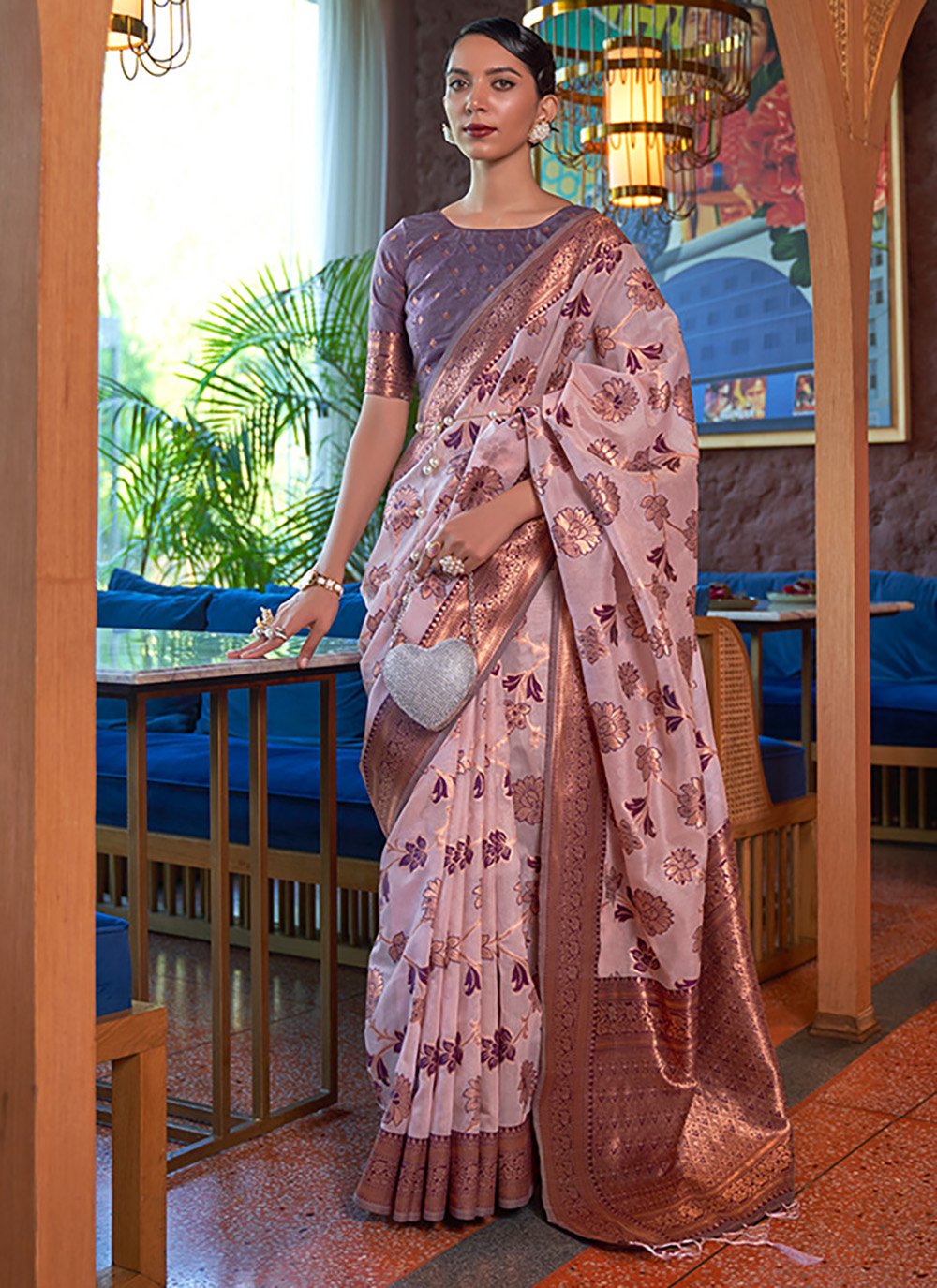 Classic Organza Pink Weaving Saree