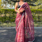 Designer Organza Pink Hand Work Saree
