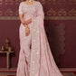Contemporary Satin Pink Embroidered Saree