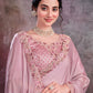 Contemporary Crepe Silk Organza Pink Applique Work Saree