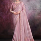 Contemporary Crepe Silk Organza Pink Applique Work Saree