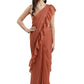Contemporary Chiffon Orange Ruffle Saree