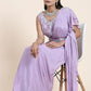 Designer Chiffon Lavender Mirror Saree