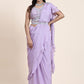 Designer Chiffon Lavender Mirror Saree