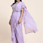 Designer Chiffon Lavender Mirror Saree