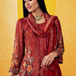 Palazzo Salwar Suit Chiffon Rust Embroidered Salwar Kameez