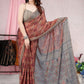 Classic Chiffon Rust Floral Patch Saree